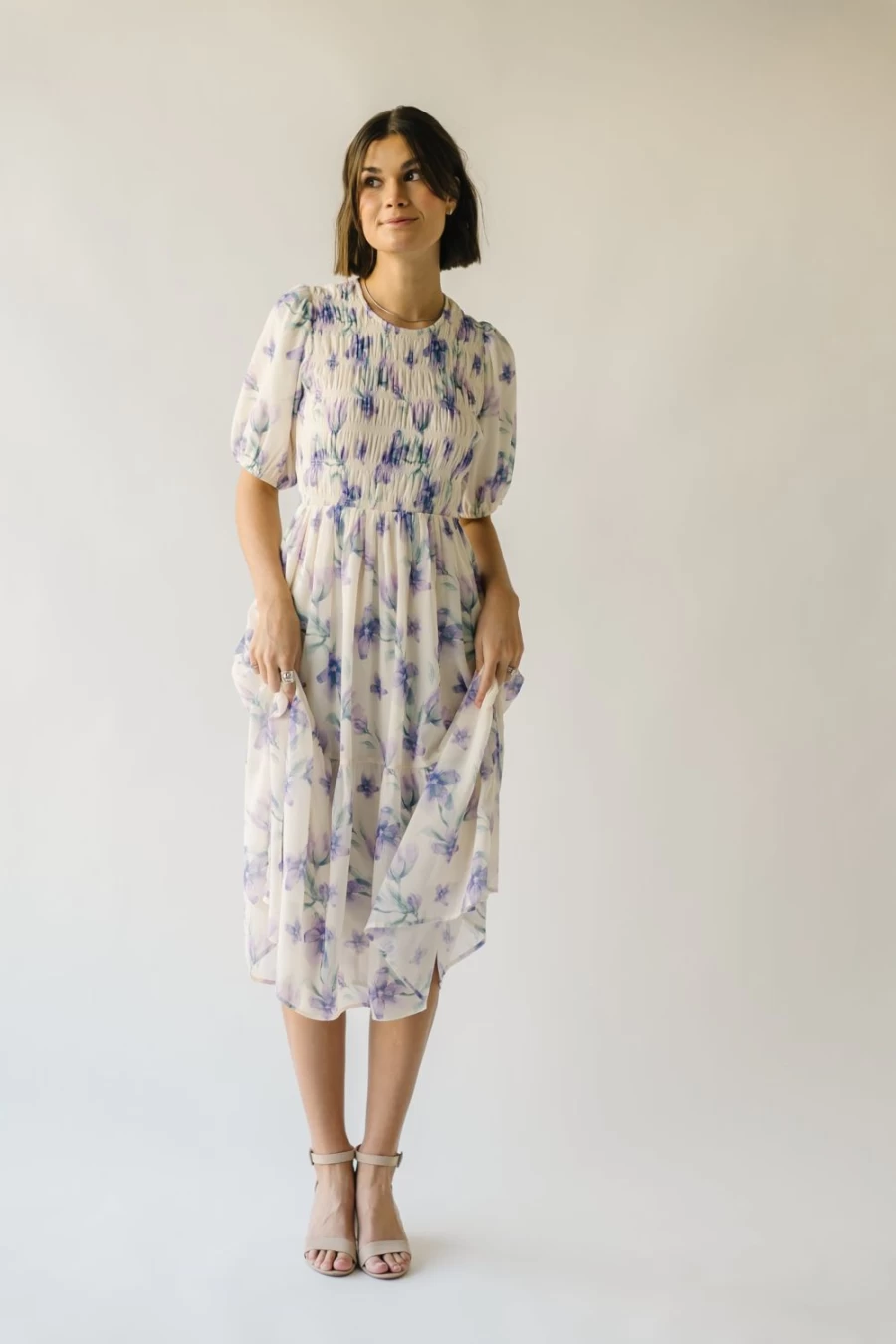 Piper & Scoot Women's Ardencroft Ivory Multi Floral Watercolor Midi Dress