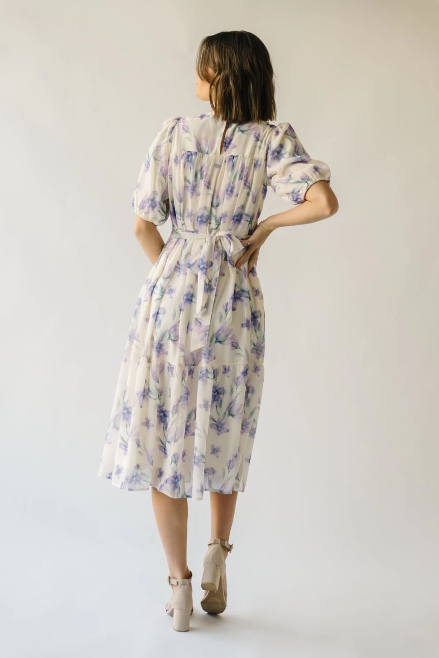 Piper & Scoot Women's Ardencroft Ivory Multi Floral Watercolor Midi Dress