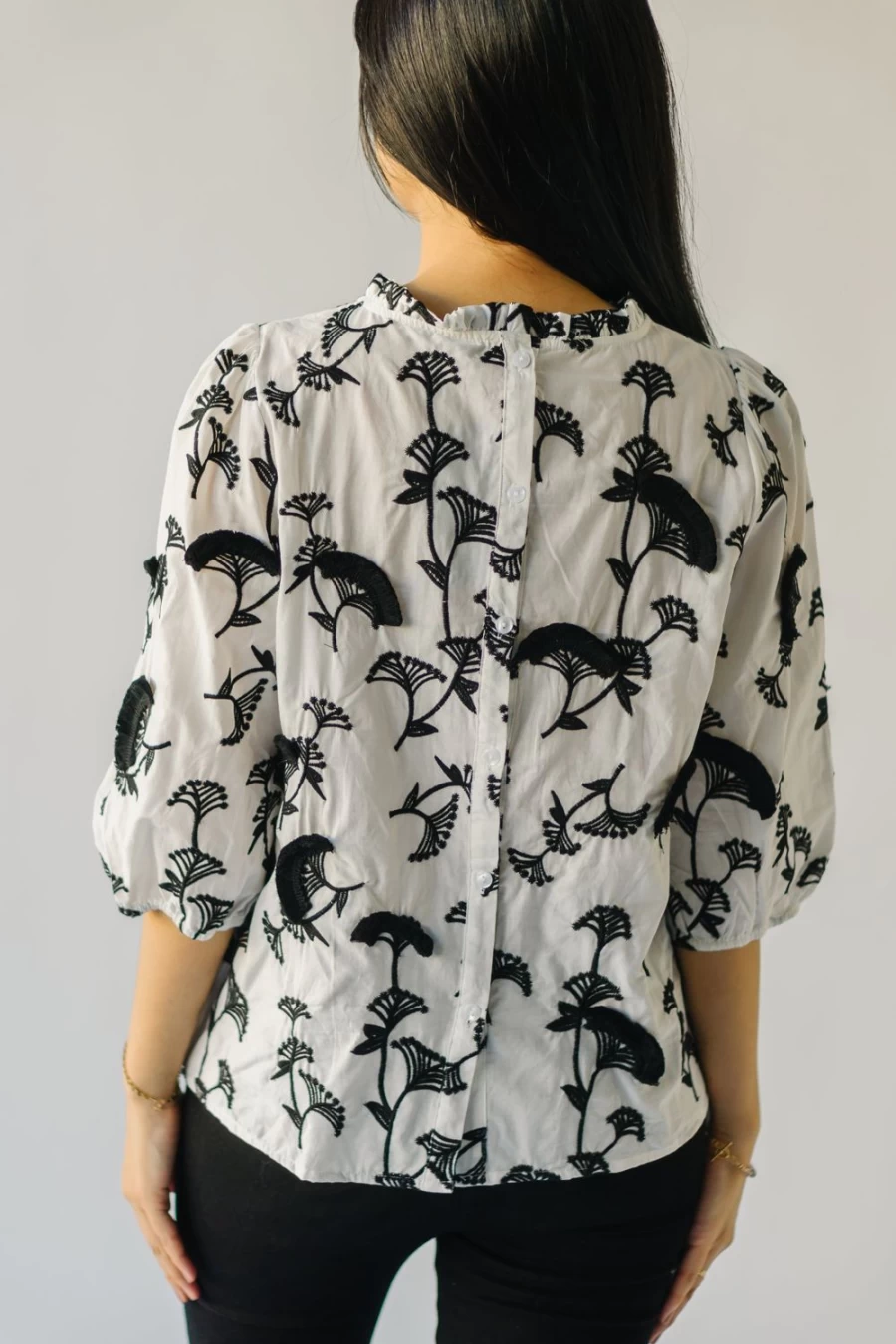 Piper & Scoot Women's White Bogart Embroidered Blouse