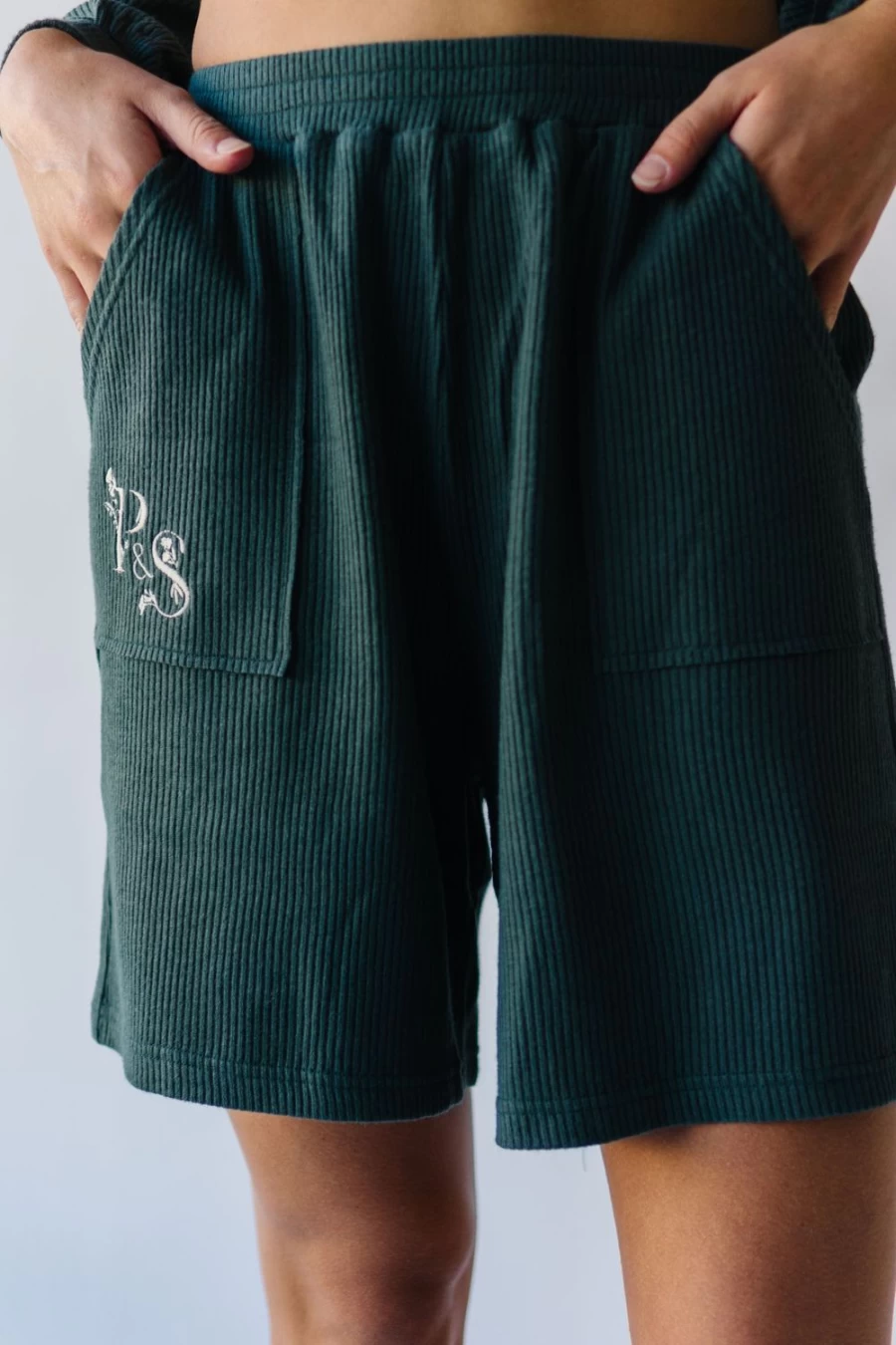 Piper & Scoot Women's Teal Ribbed Shorts - Cozy & Comfortable Du Sol Design