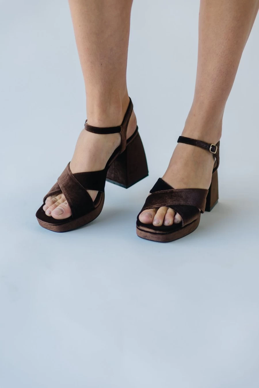 Piper & Scoot Women's Robin Velvet Heels in Chocolate - Luxurious High Heels for Women