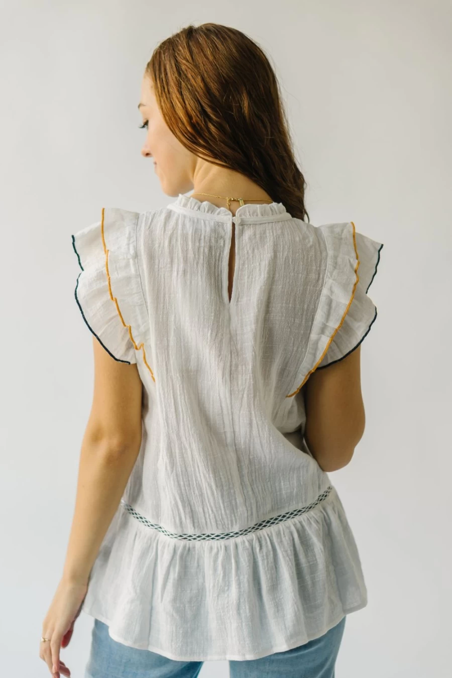Piper & Scoot Women's White Kimmell Embroidered Blouse - Elegant Floral Top