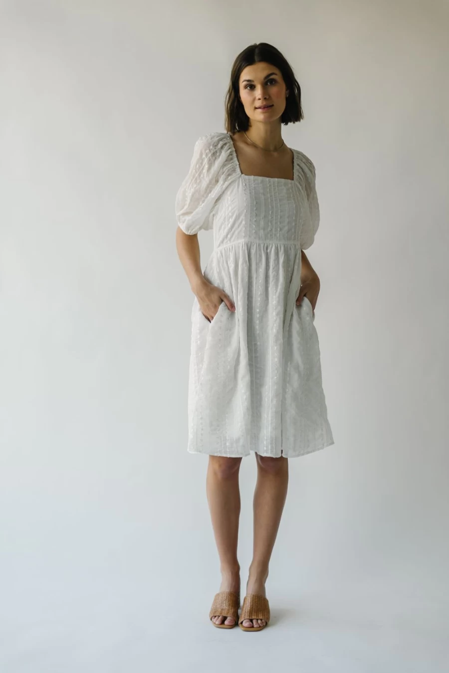 Piper & Scoot Women's Ivory Portman Daisy Floral Detail Dress