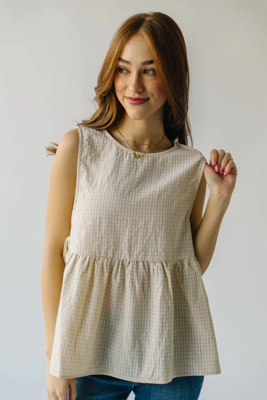 Piper & Scoot Women's Novesta Cream Multi Side Ruffle Blouse