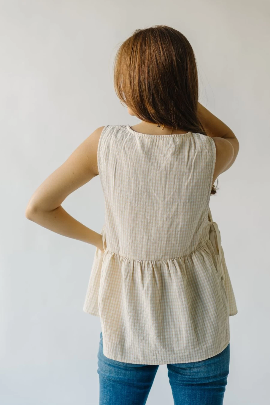Piper & Scoot Women's Novesta Cream Multi Side Ruffle Blouse
