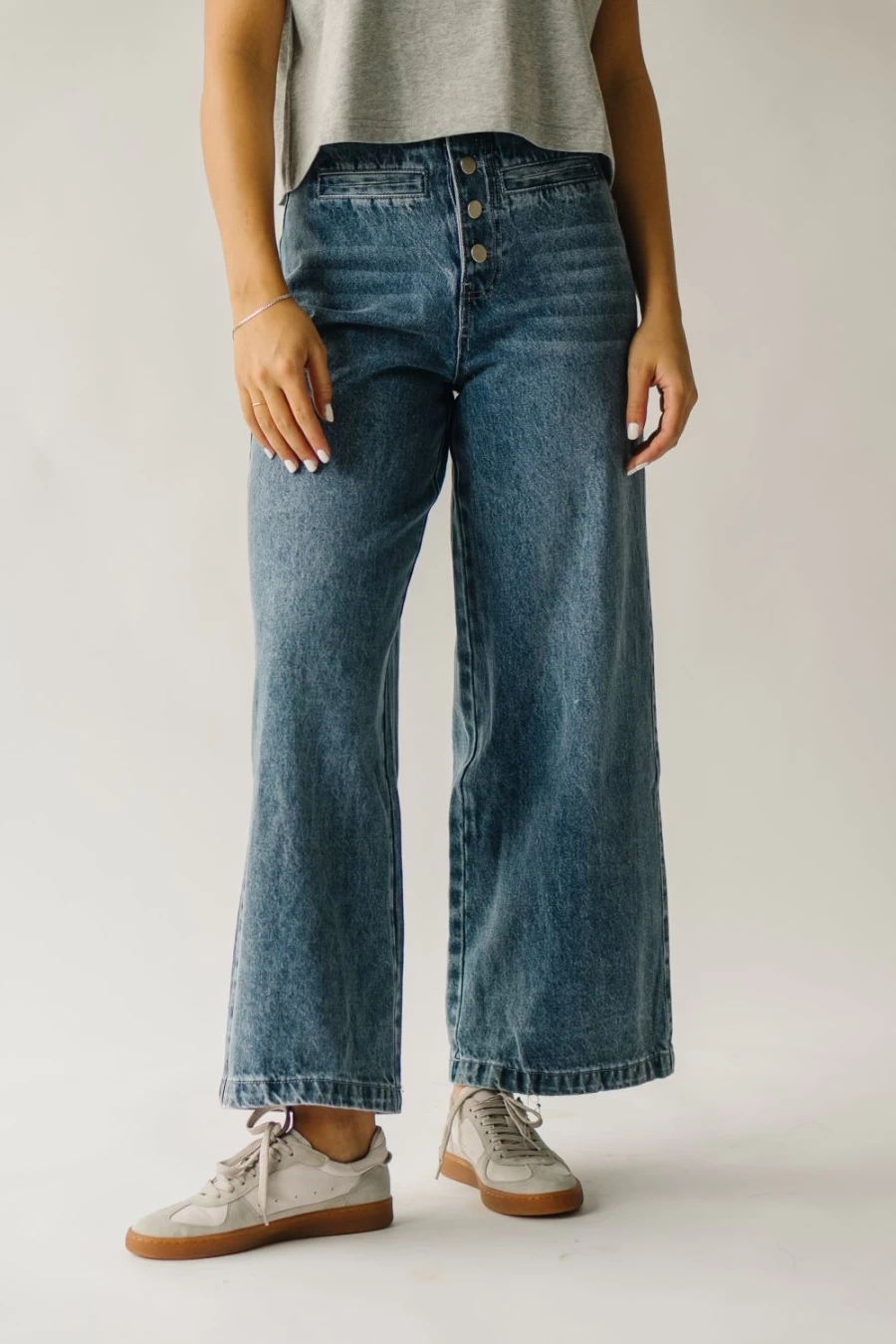 Piper & Scoot Women's Davian High Waisted Washed Denim Jeans