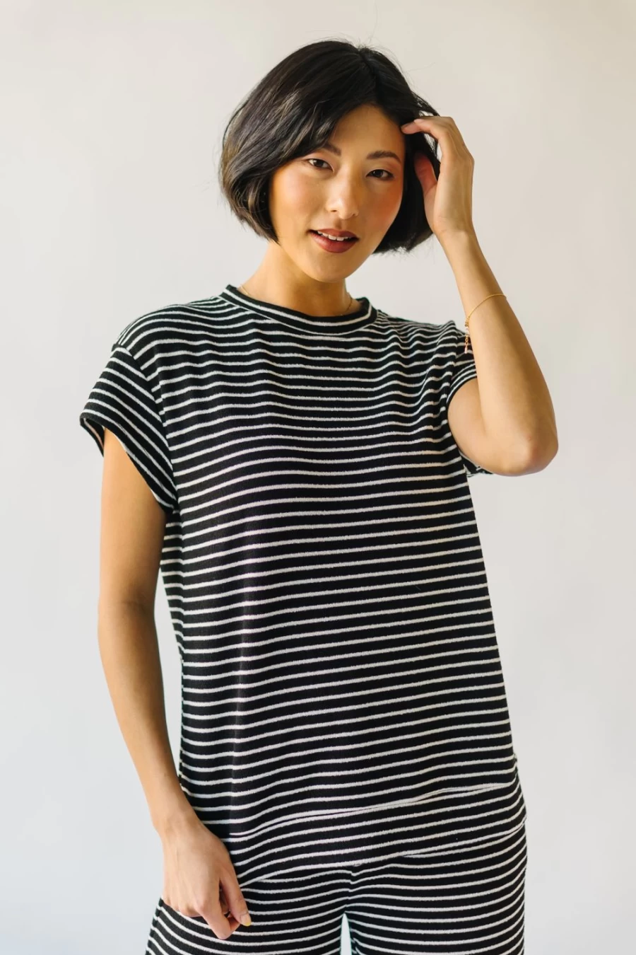 Piper & Scoot Women's Lenny Basic Top - Black Stripe Casual Tee