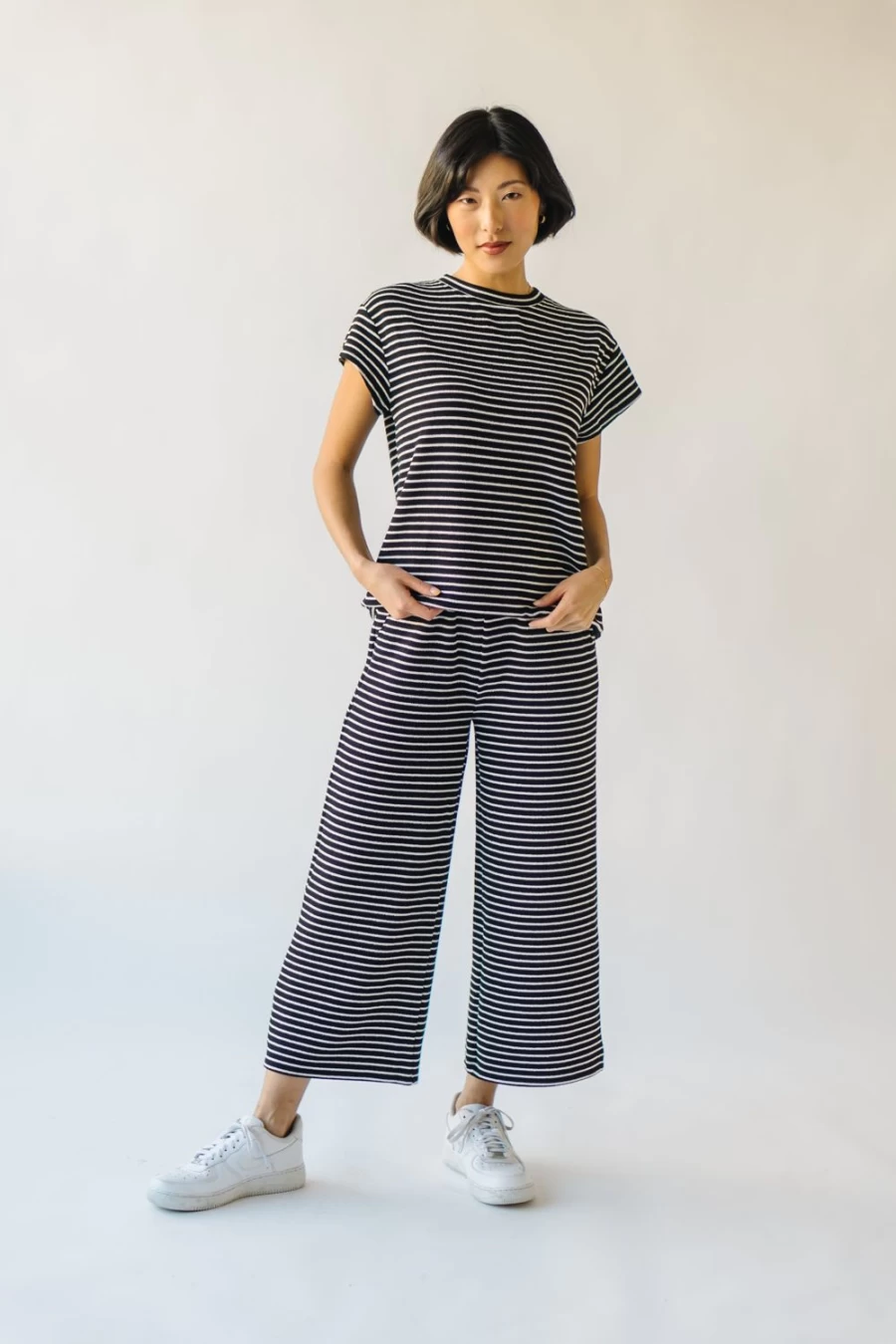Piper & Scoot Women's Lenny Basic Top - Black Stripe Casual Tee