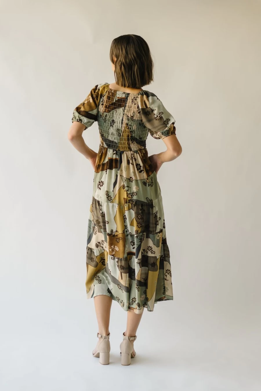 Piper & Scoot Women's Wesson Floral Patchwork Midi Dress - Multi Color Boho Chic Style
