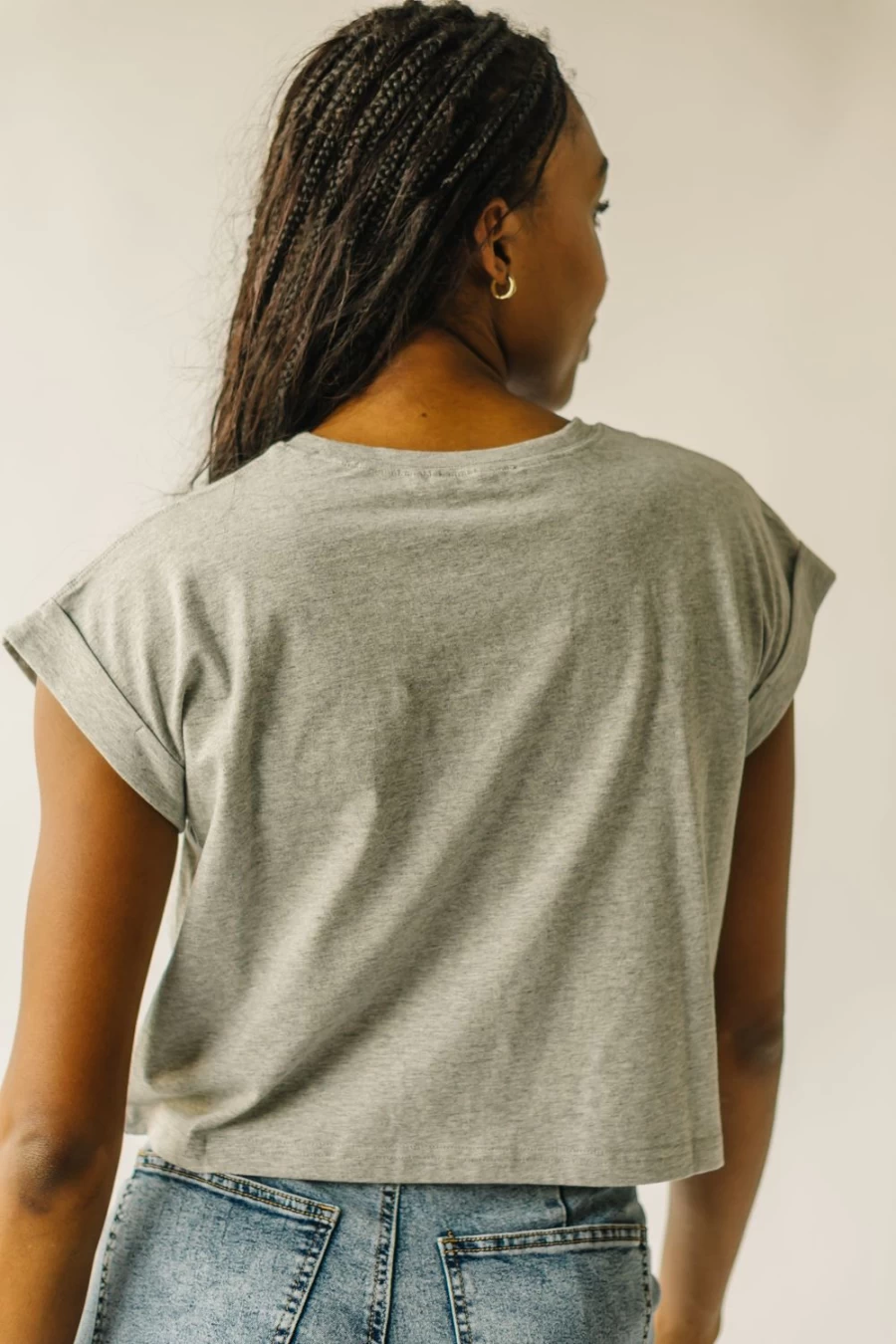 Piper & Scoot Women's Grey Cuffed Sleeve T-Shirt | The Fellars Tee