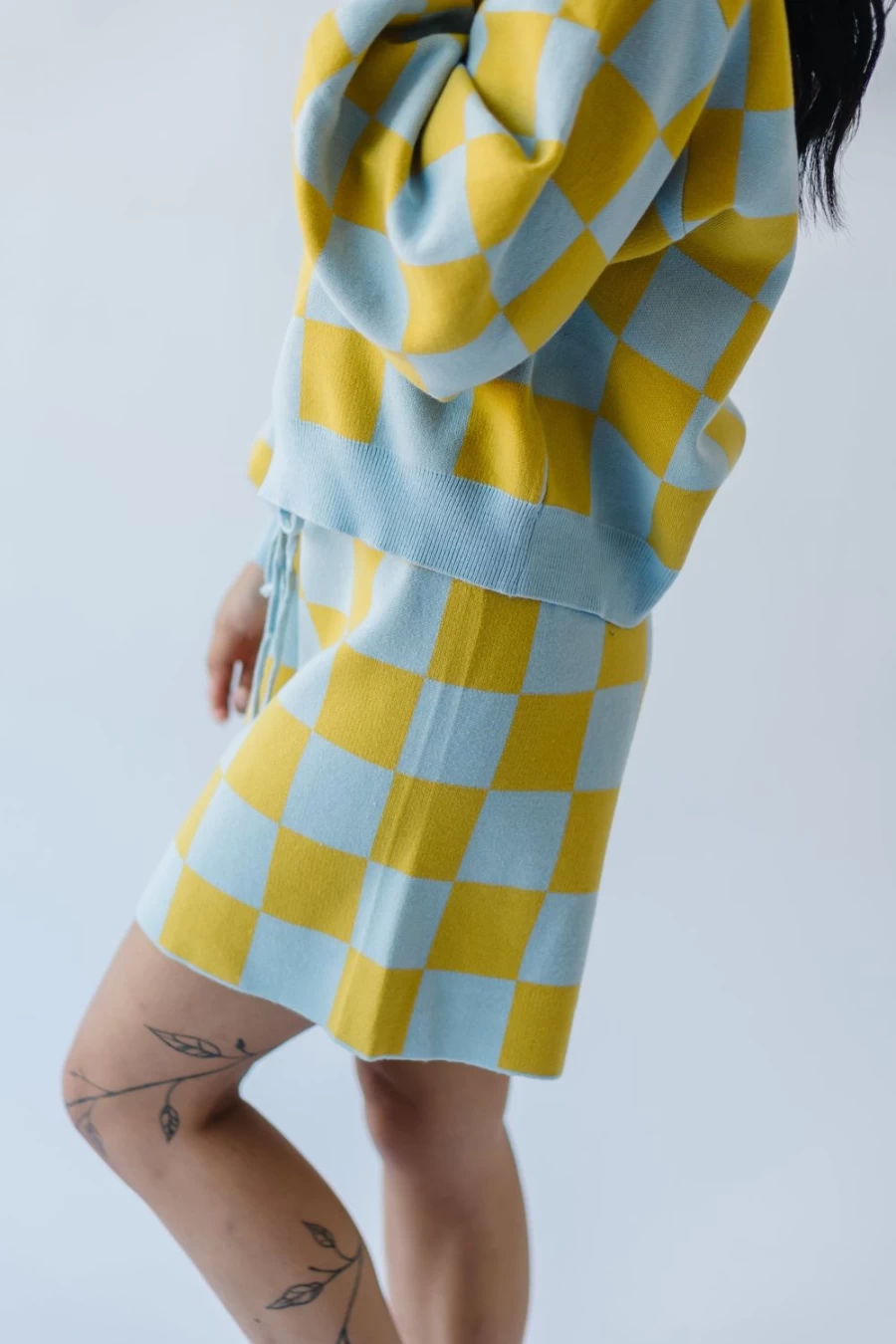 Piper & Scoot Women's Roanoke Blue and Yellow Checkered Shorts
