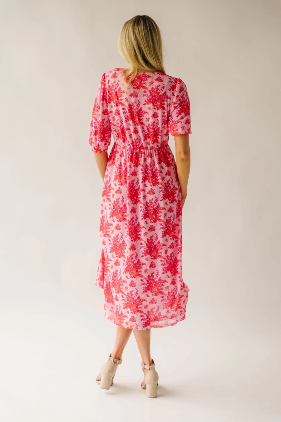 Piper & Scoot Women's Waltmer Floral Midi Dress - Red Multi Pattern Summer Dress