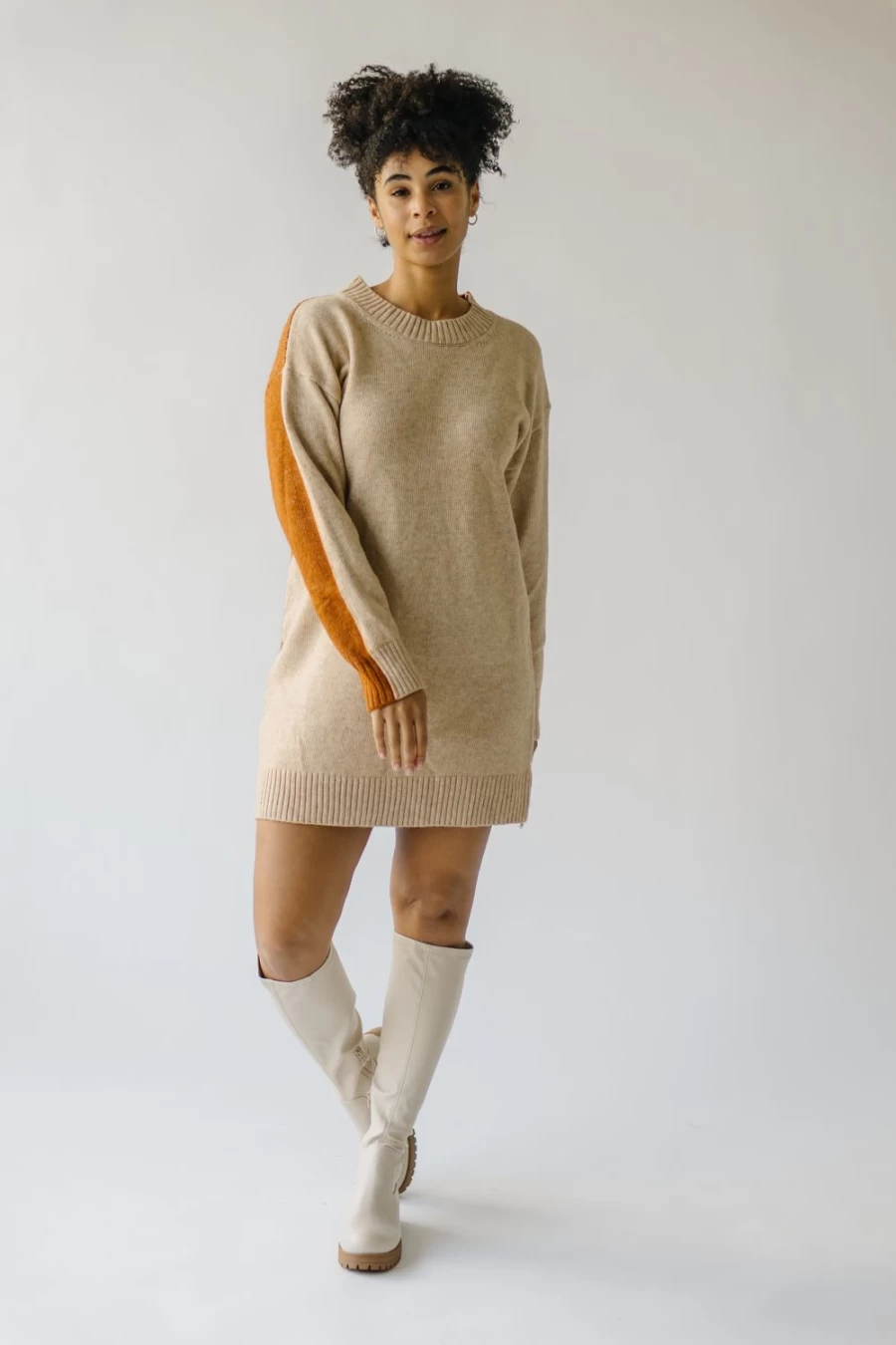 Piper & Scoot Women's Sharrow Two-Tone Sand Sweater - Soft Knit Pullover