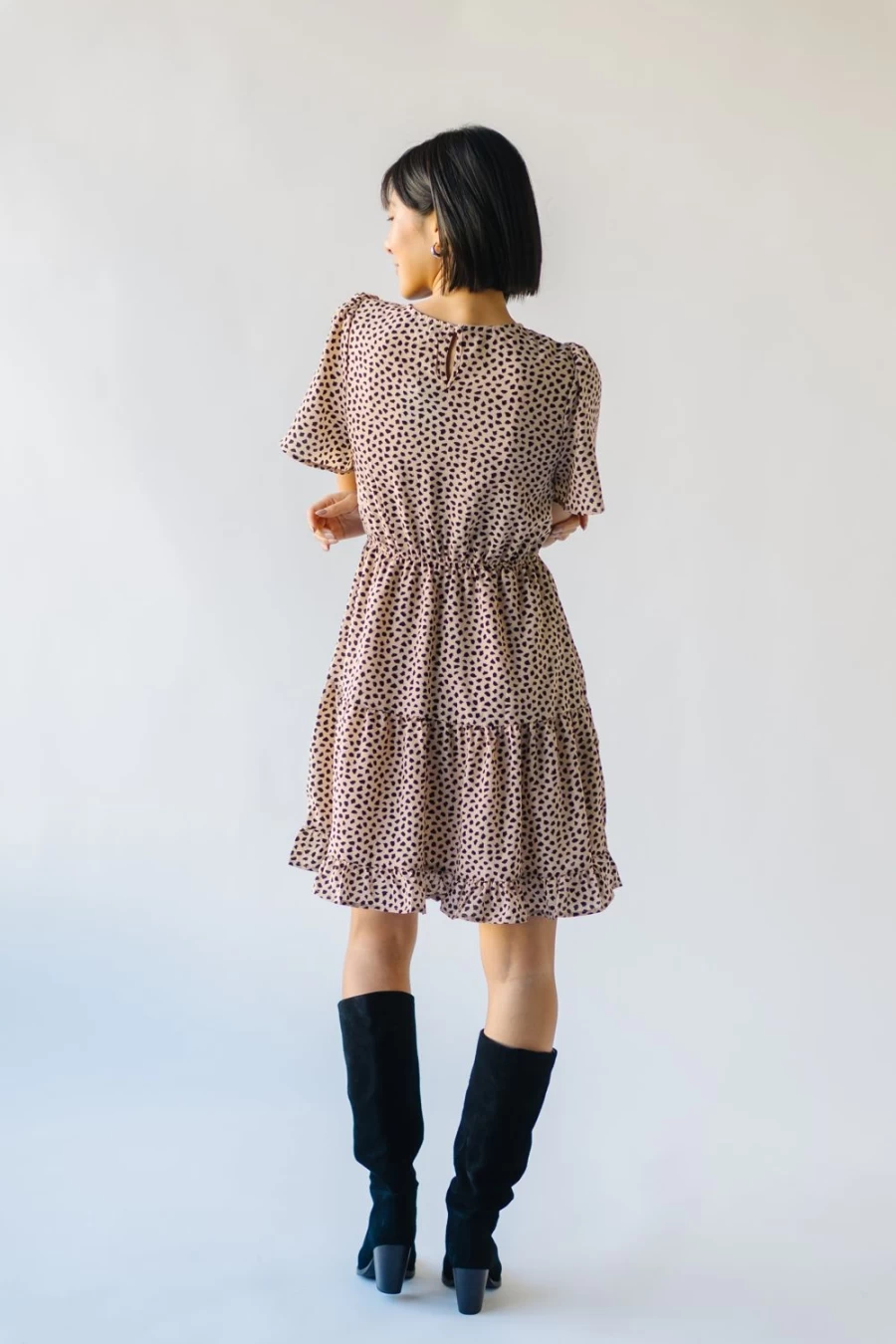 Piper & Scoot Women's Taupe Smocked Detail Dress - Elegant & Stylish