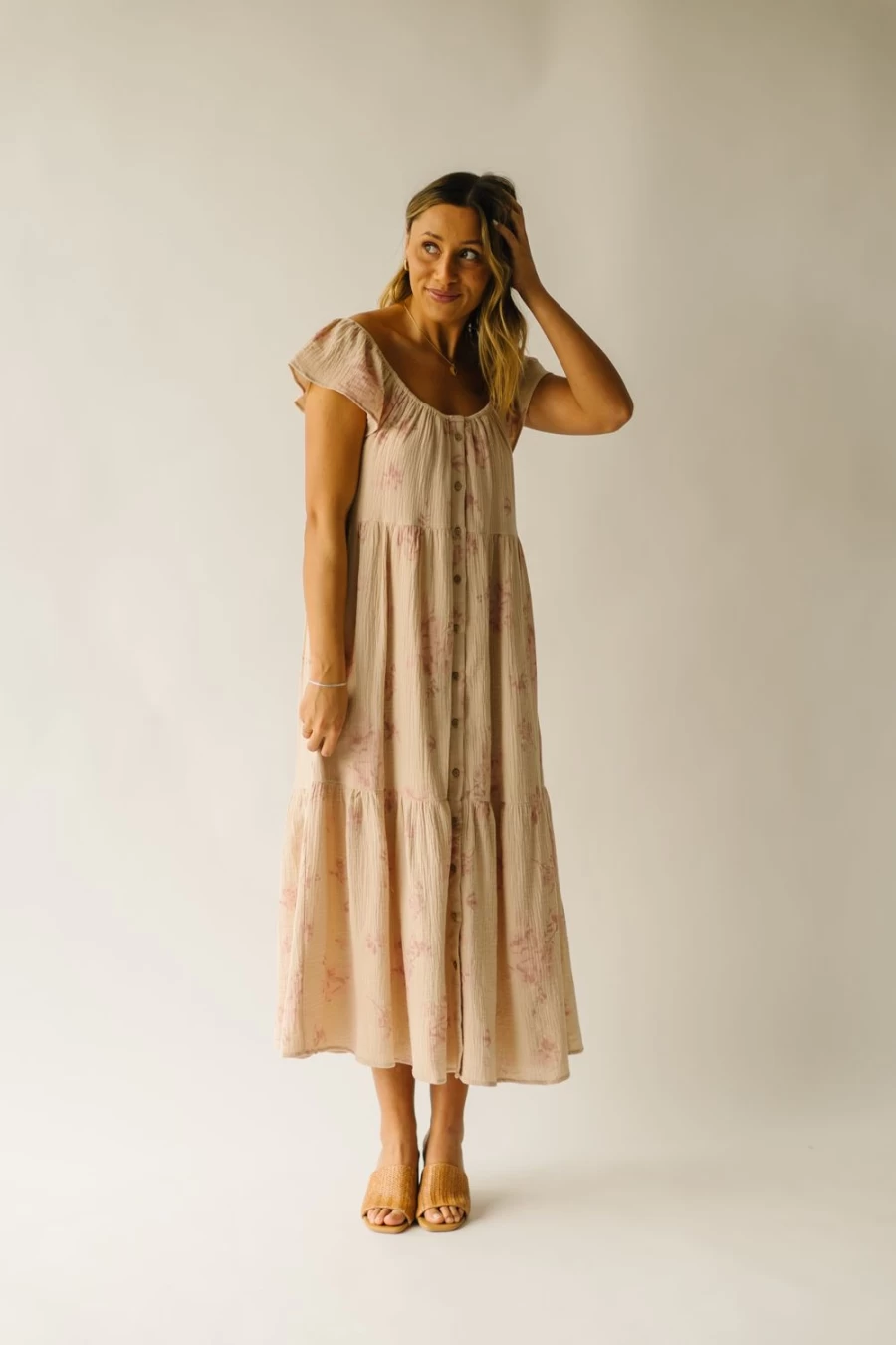 Piper & Scoot Women's Ferriday Mauve Button-Down Midi Dress