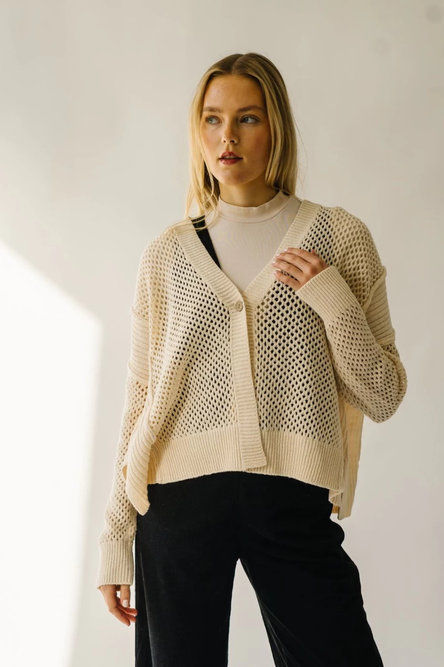 Piper & Scoot Women's Elberon Knit Cardigan - Natural Cozy Sweater