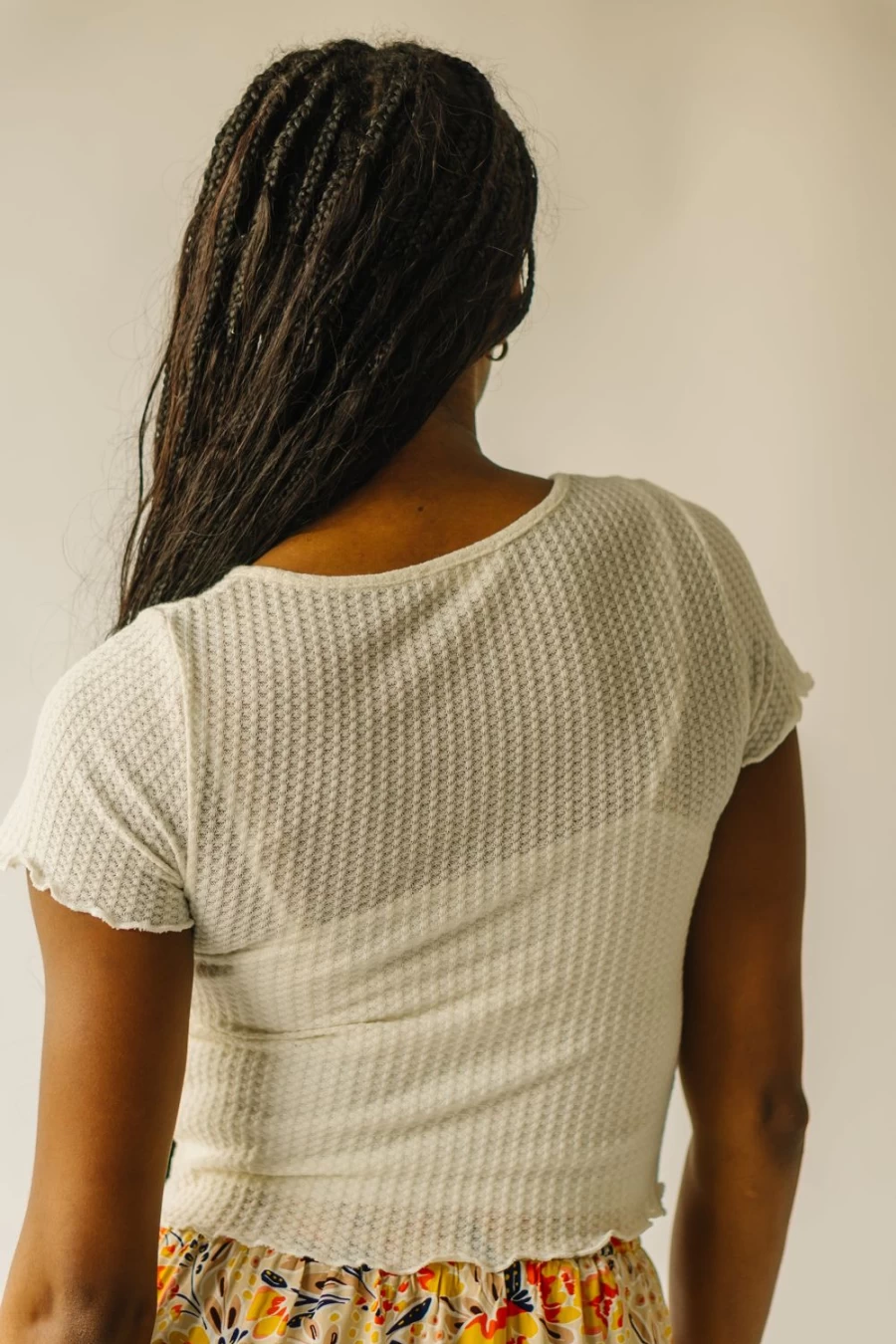Piper & Scoot Women's Ivory Arleth Waffle Knit Blouse - Soft Textured Top