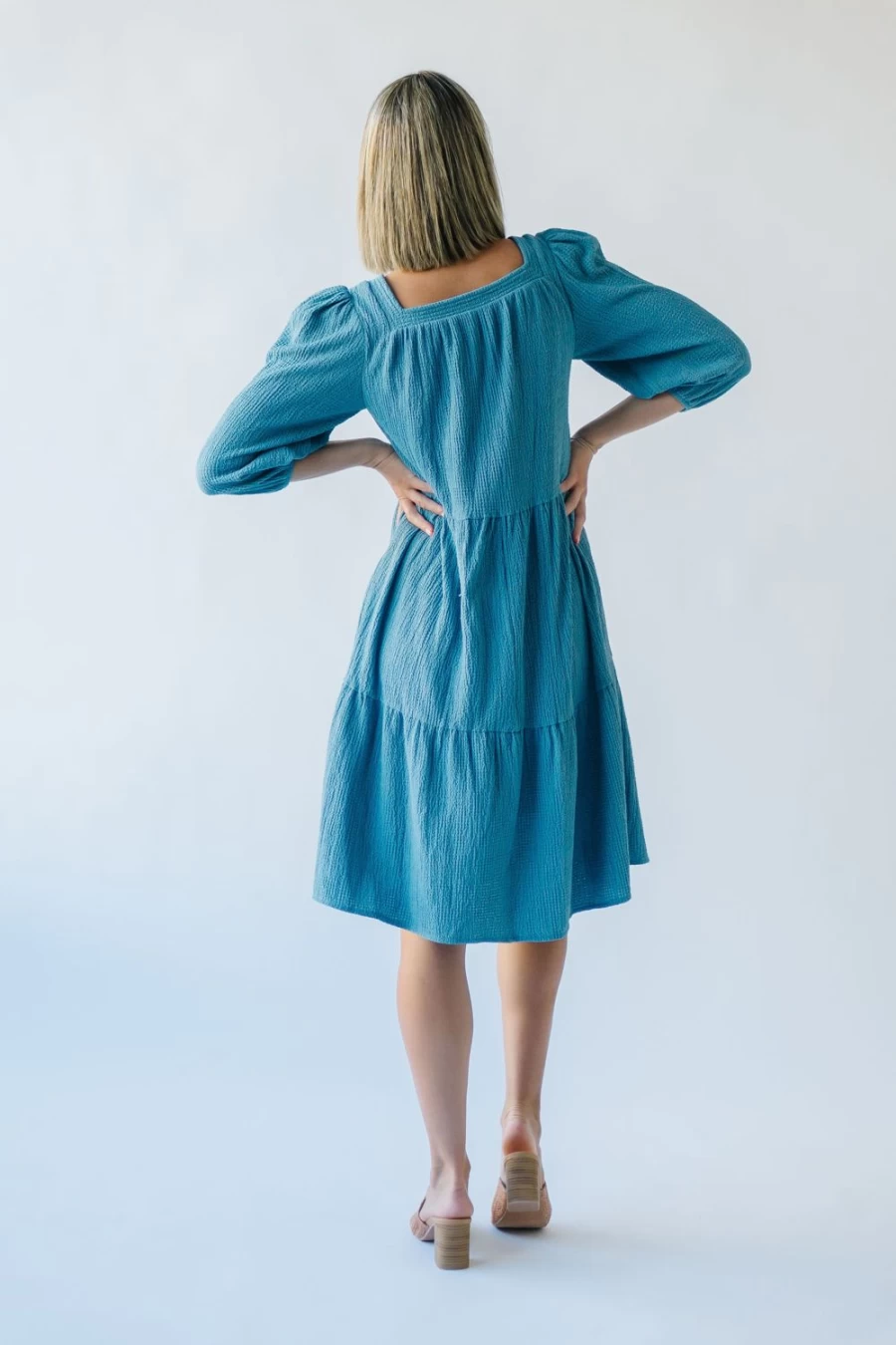 Piper & Scoot Women's Light Blue Durham Textured Dress - Elegant Casual Wear