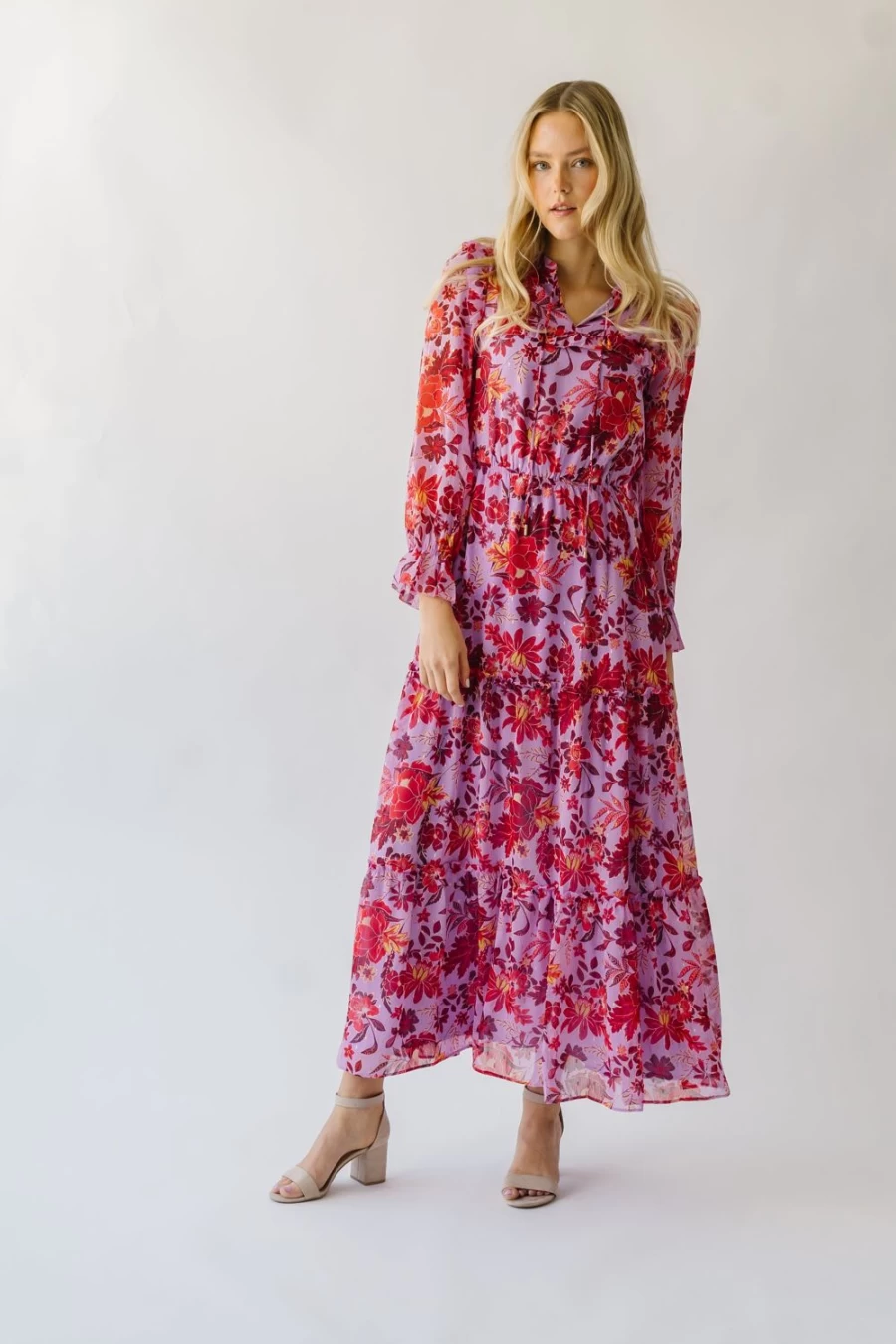 Piper & Scoot Women's Lavender & Plum Floral Maxi Dress - Sunfield Style