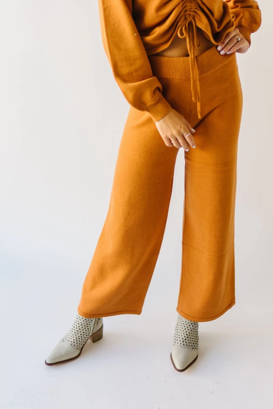 Piper & Scoot Women's Rust Straight Leg Sweater Pants - Comfortable Knit Trousers