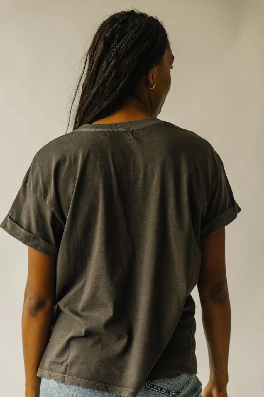 "Piper & Scoot Women's Vintage Black Brooklyn Rose Graphic Tee"