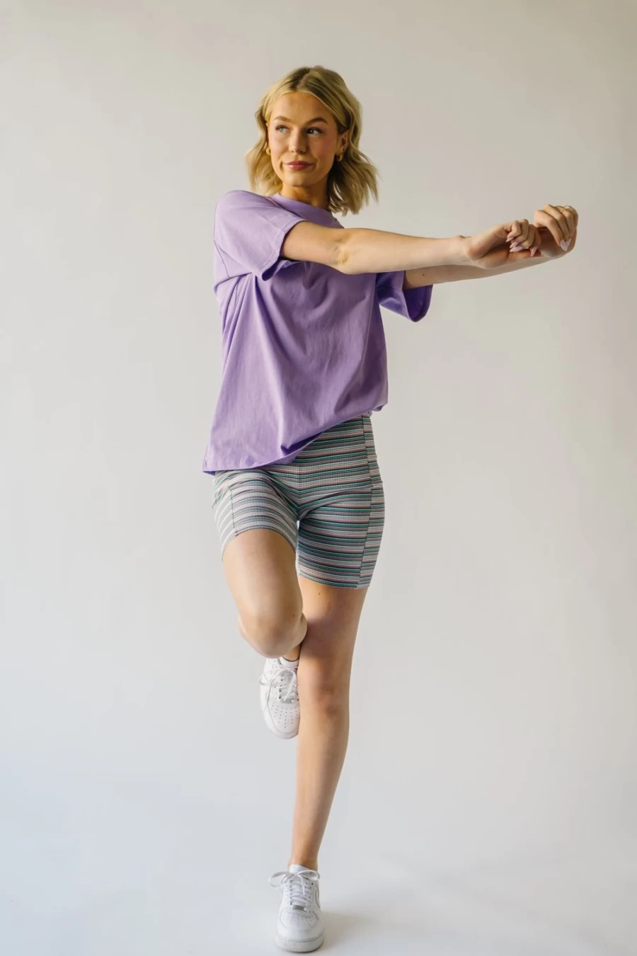 Piper & Scoot Women's Buford Purple Striped Shorts