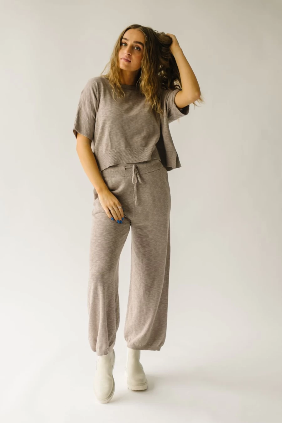 Piper & Scoot Women's Arrington Relaxed Sweater Set in Taupe - Cozy Knit Outfit
