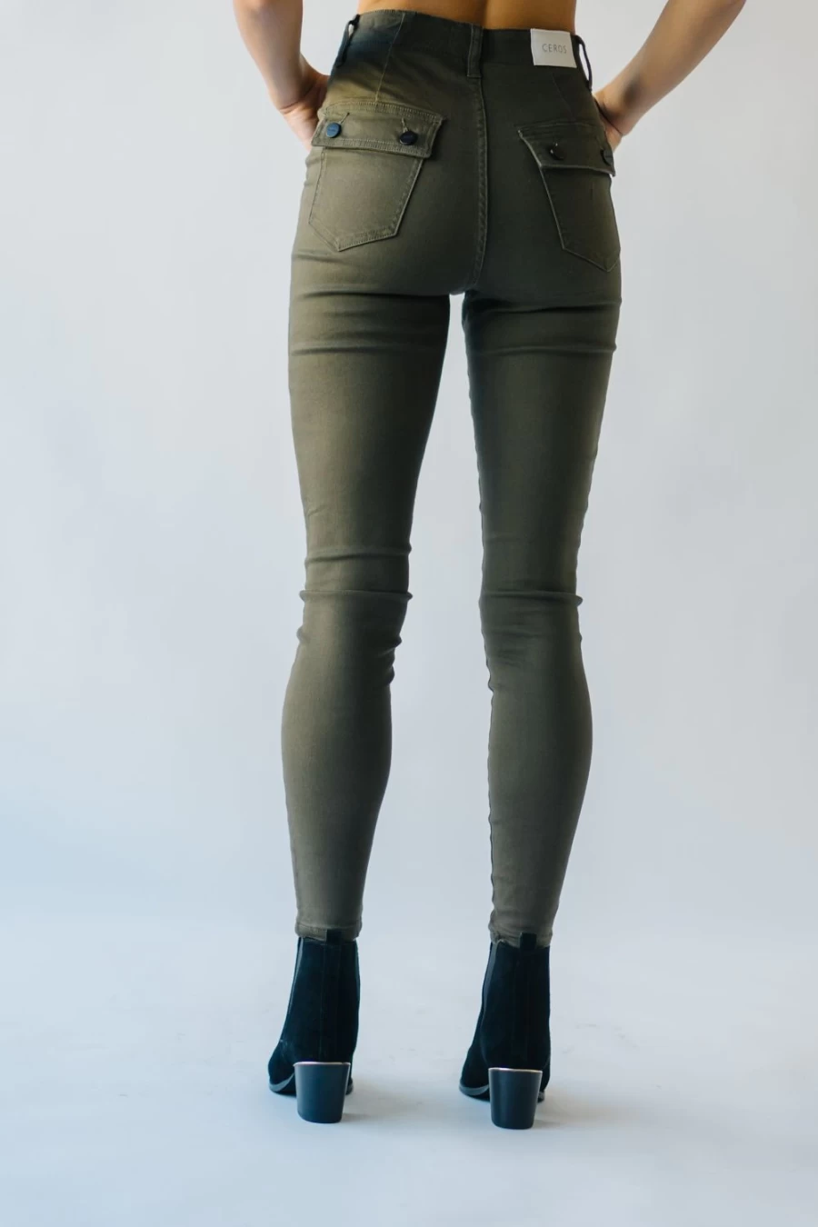 Piper & Scoot Women's Balto High Rise Skinny Jeans in Olive