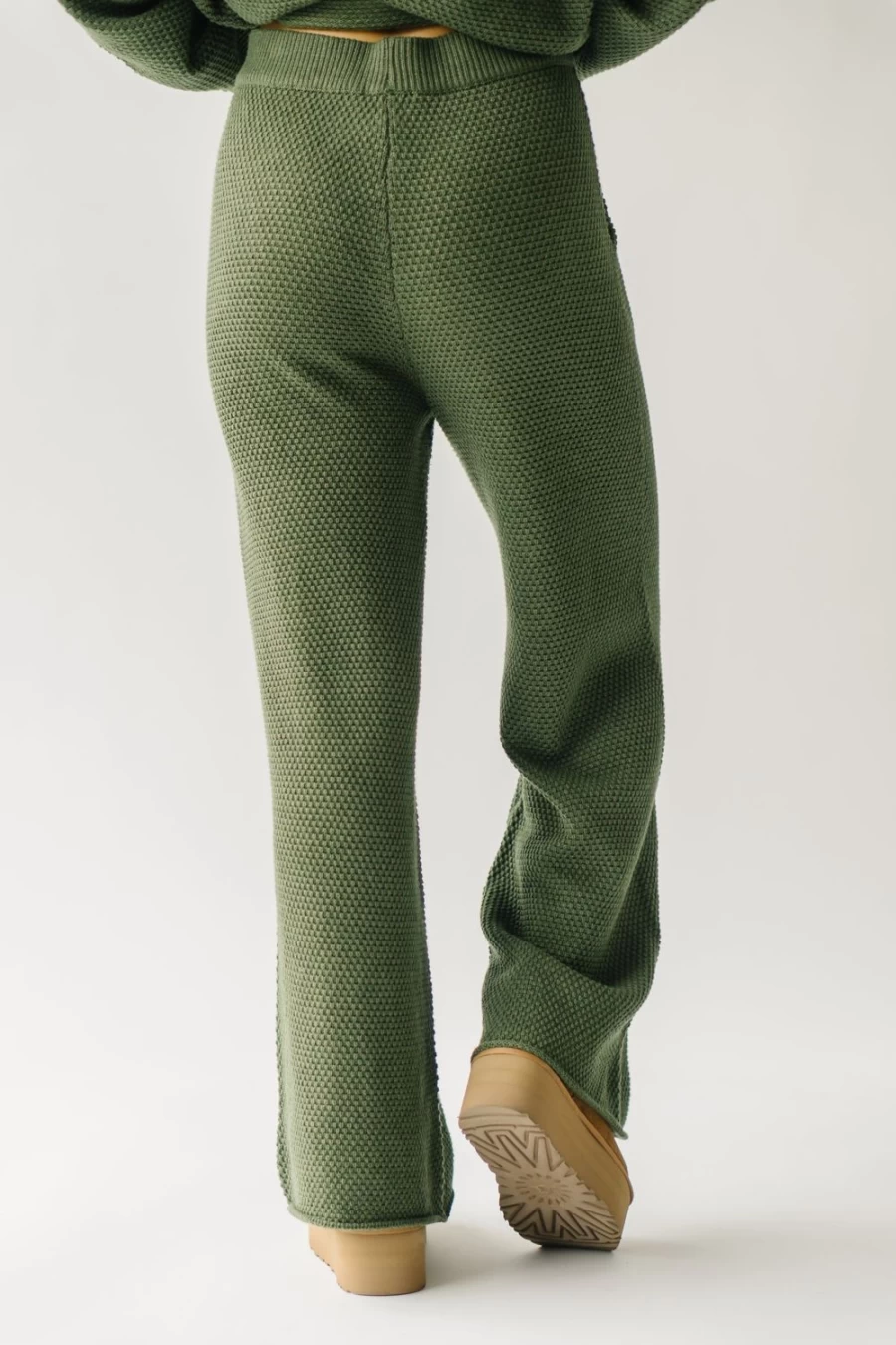 Piper & Scoot Women's Olive Riker Wide Leg Sweater Pants