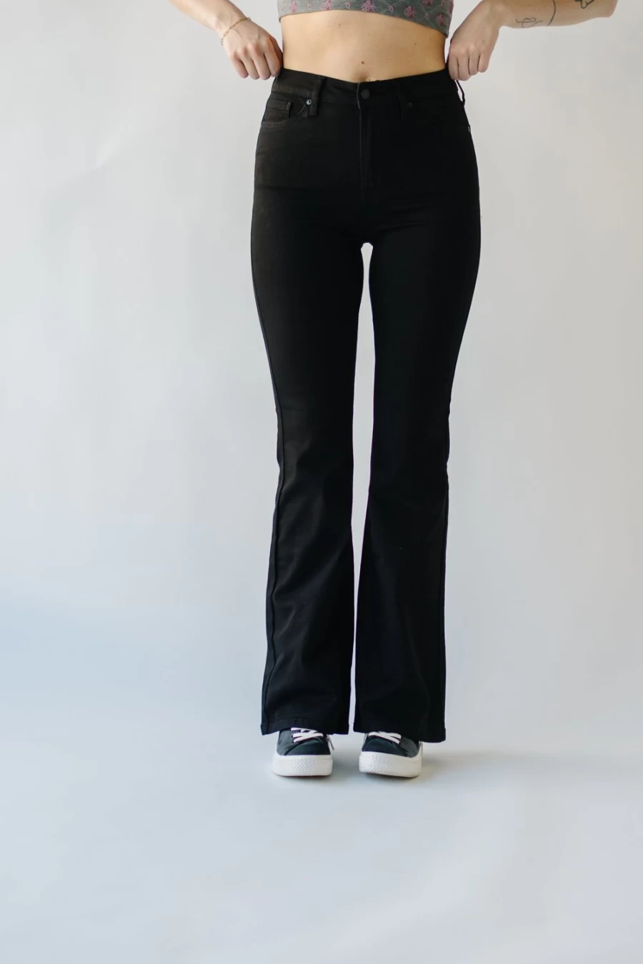 Piper & Scoot Women's Sandlin High Rise Black Flare Jeans