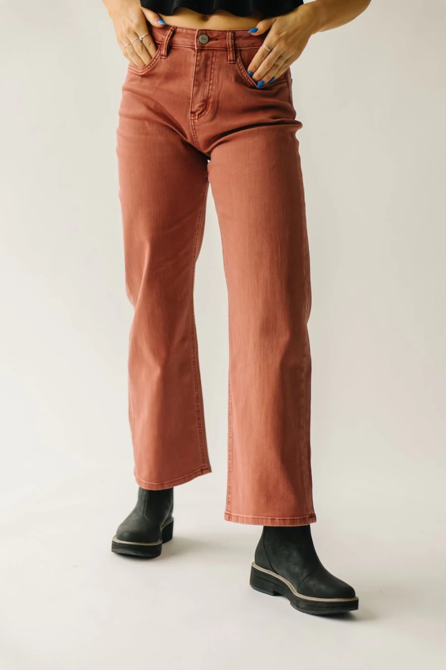 Piper & Scoot Women's Brick Colvin Super High Rise Wide Leg Jeans