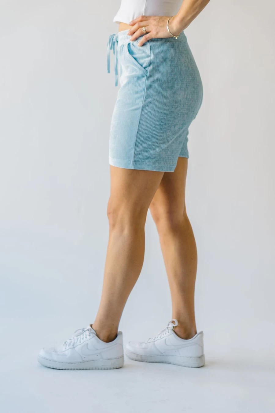 Piper & Scoot Women's Blue Velvet High Waisted Morell Shorts