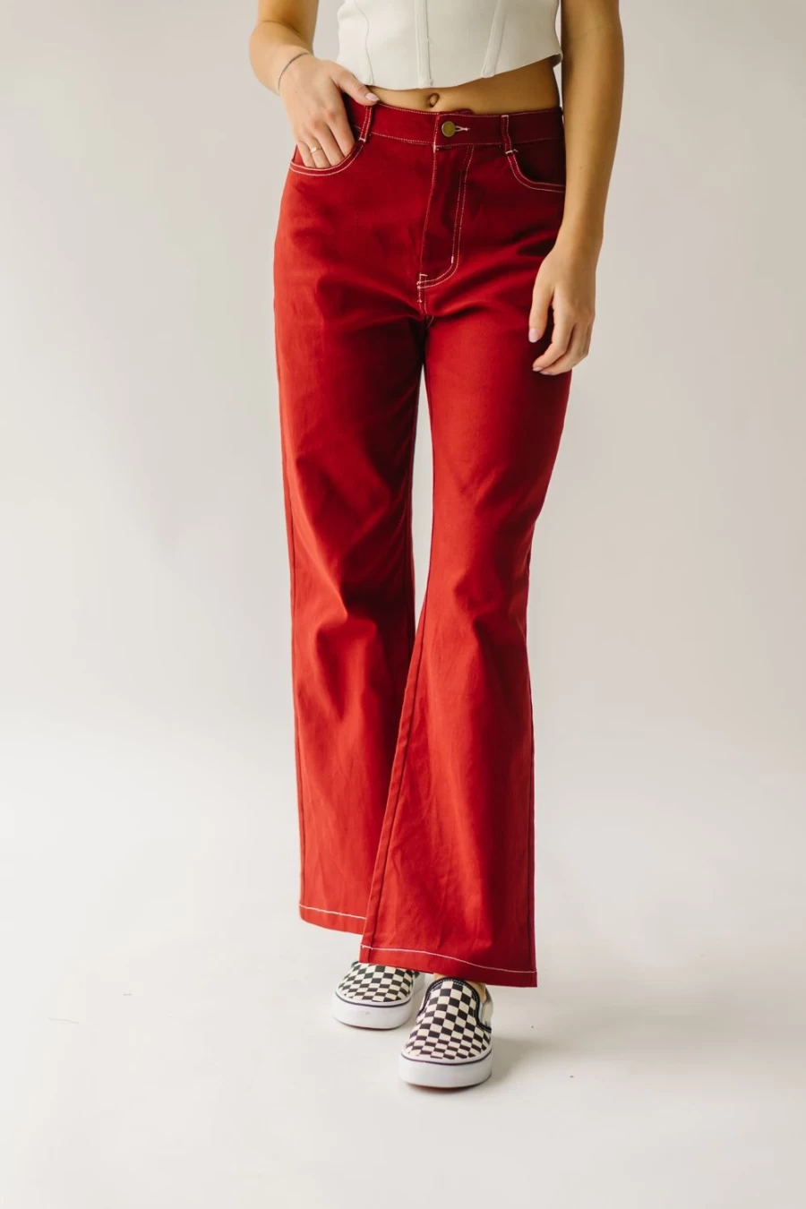 Piper & Scoot Women's High Waisted Wide Leg Pants - Brick Color, Comfort Fit, Stylish Trousers