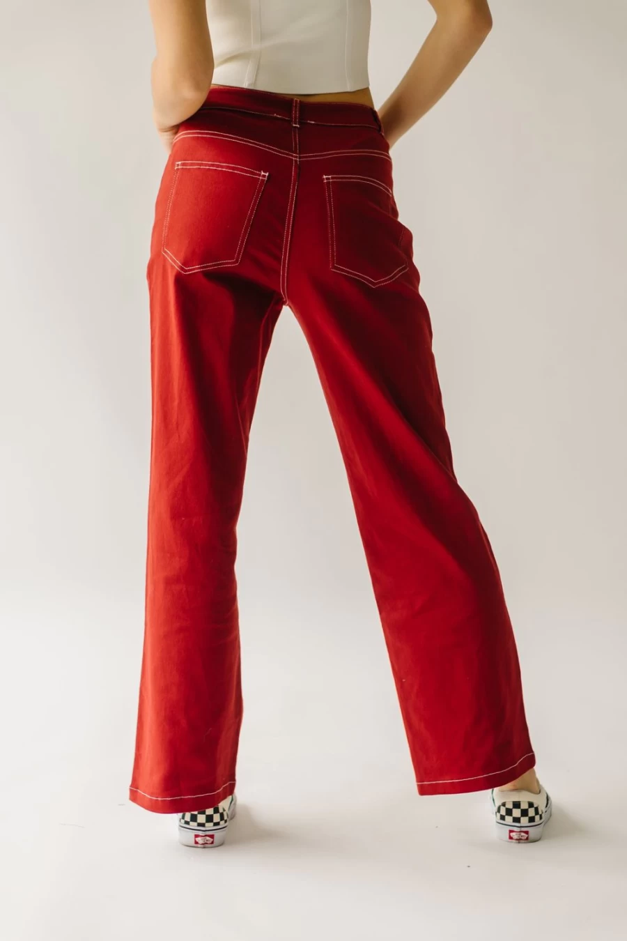 Piper & Scoot Women's High Waisted Wide Leg Pants - Brick Color, Comfort Fit, Stylish Trousers