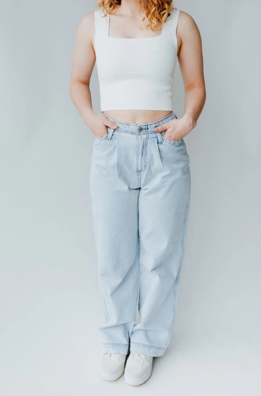 Piper & Scoot Women's Light Blue Toledo High Rise Wide Leg Denim Jeans
