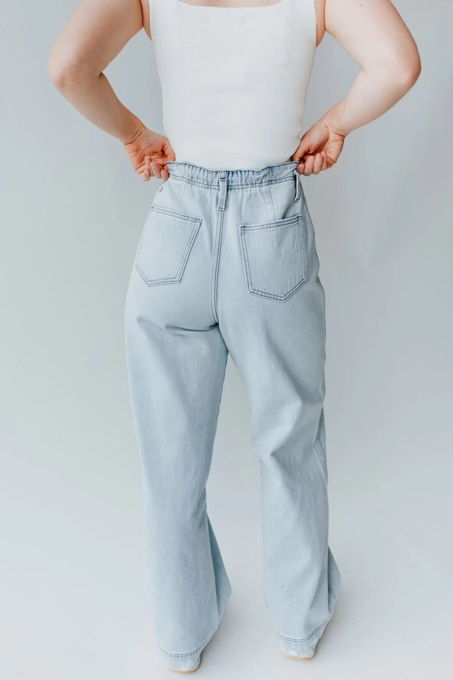 Piper & Scoot Women's Light Blue Toledo High Rise Wide Leg Denim Jeans