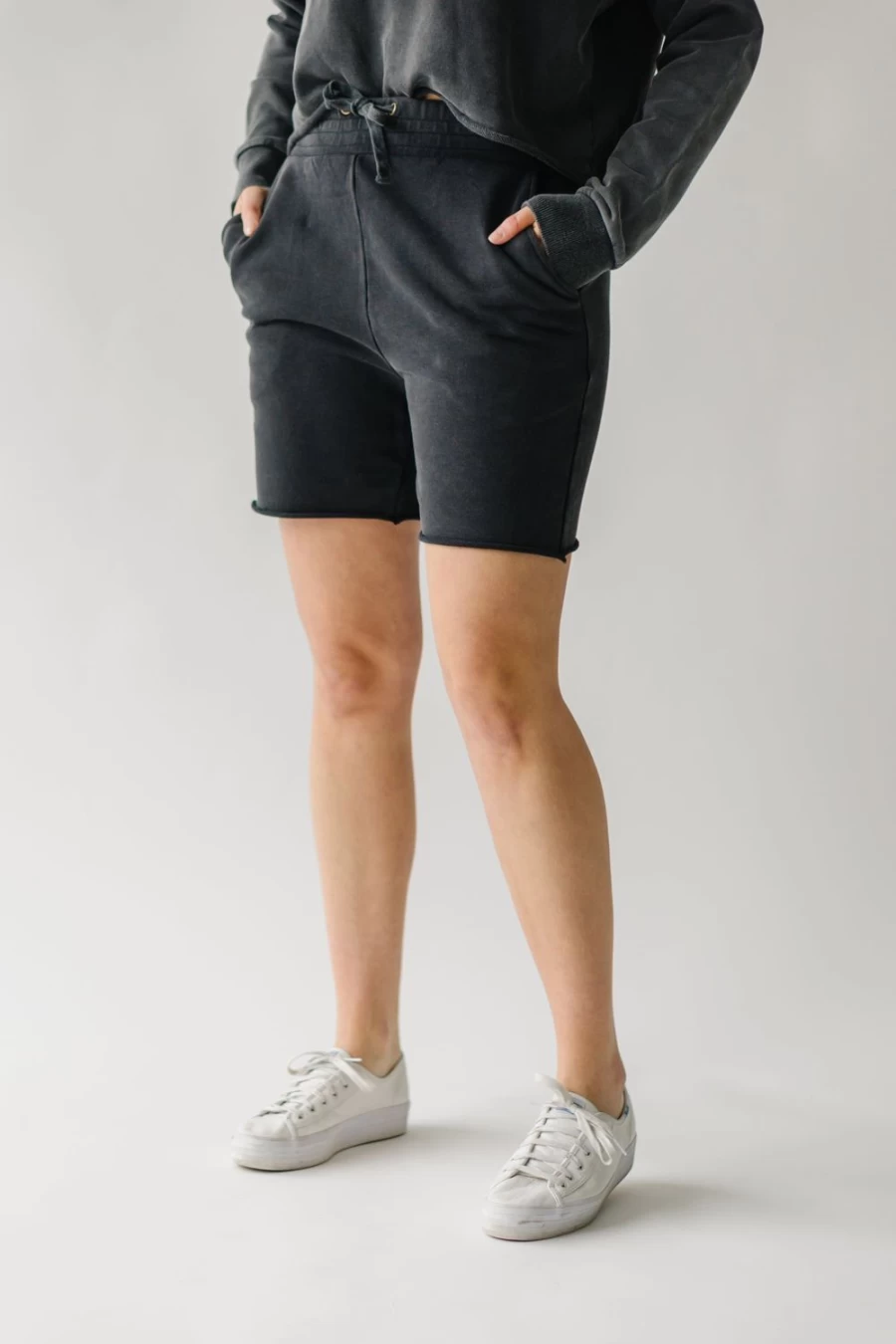 Piper & Scoot Women's Gretel Raw Edge Sweat Shorts - Black