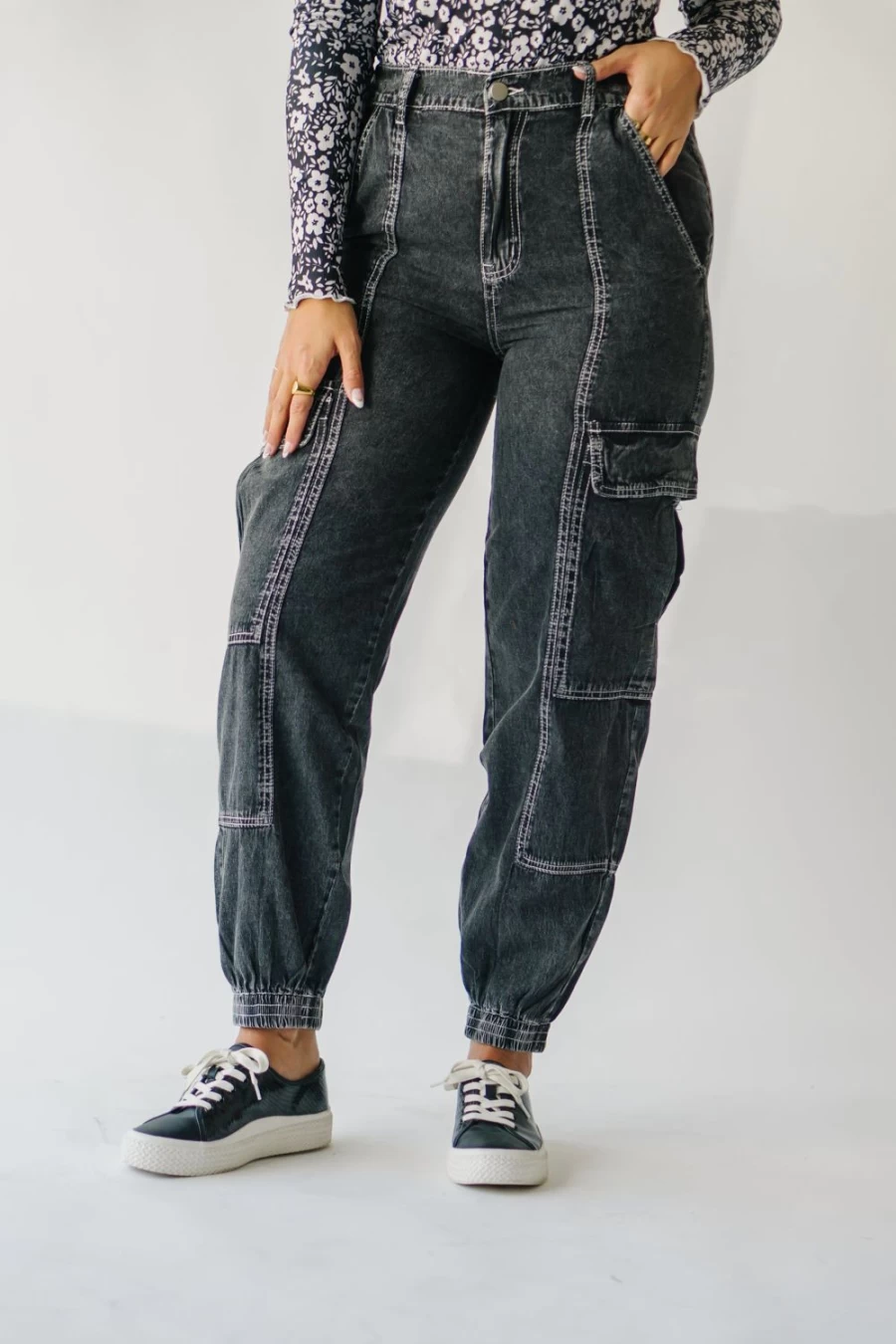 Women's Black Callum Cargo Joggers by Piper & Scoot - Stylish & Comfortable