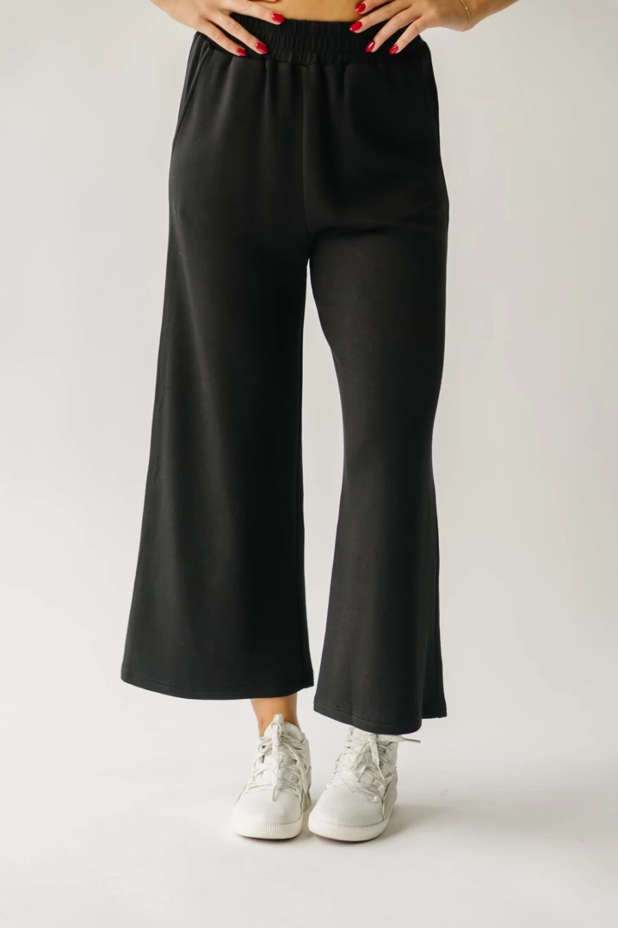 Piper & Scoot Women's Hallman Black Cropped Wide Leg Pants
