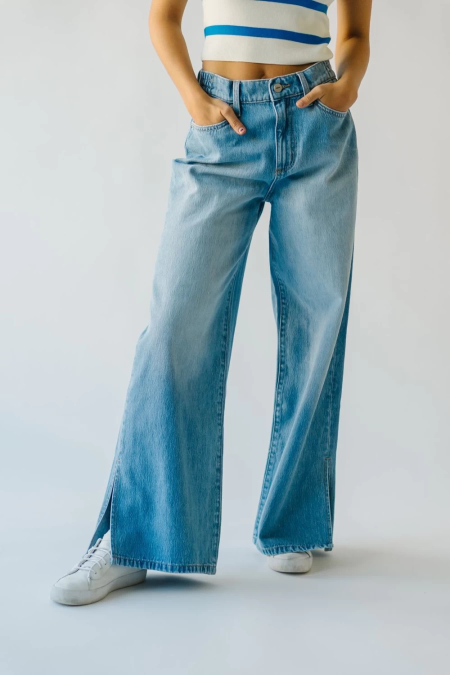 Piper & Scoot Women's Medium Blue High Rise Wide Leg Phineas Jeans
