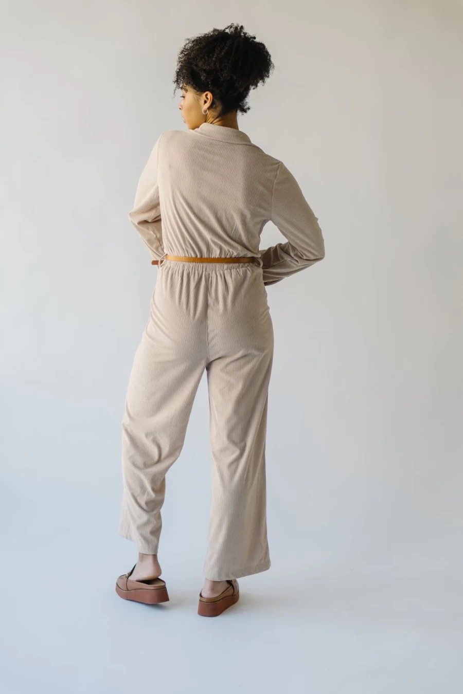 Piper & Scoot Women's Punla Corduroy Wide Leg Jumpsuit in Oatmeal - Comfortable & Stylish Boiler Suit