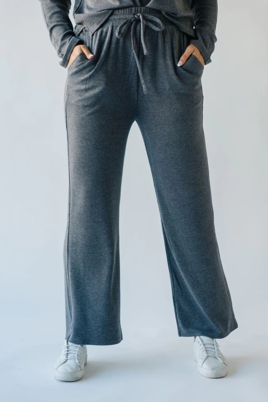 "Piper & Scoot Women's Newark Textured Knit Pants in Charcoal | Stylish & Comfortable Trousers"