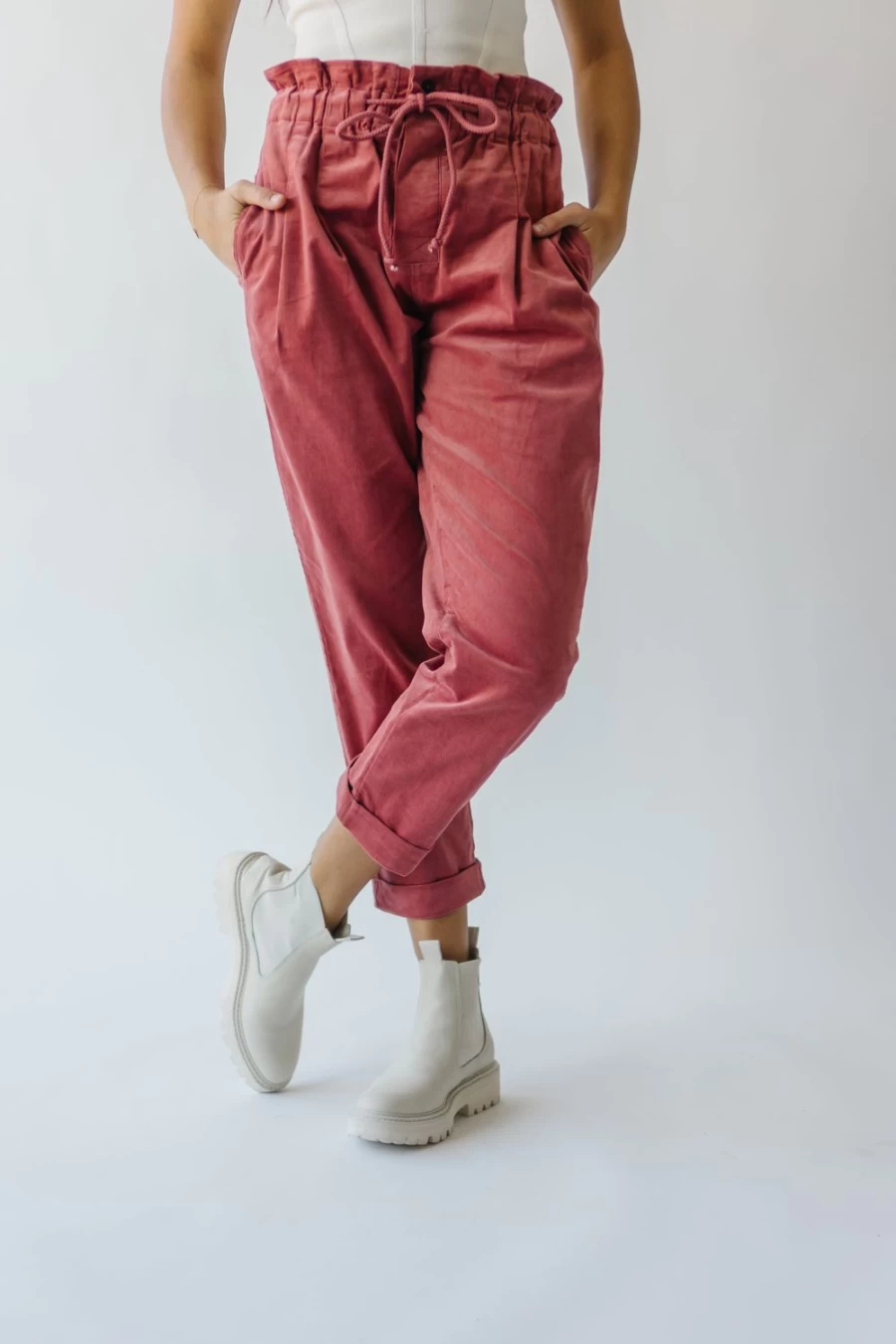 Piper & Scoot Women's Rust Colored Girard Waist Pleated Trousers