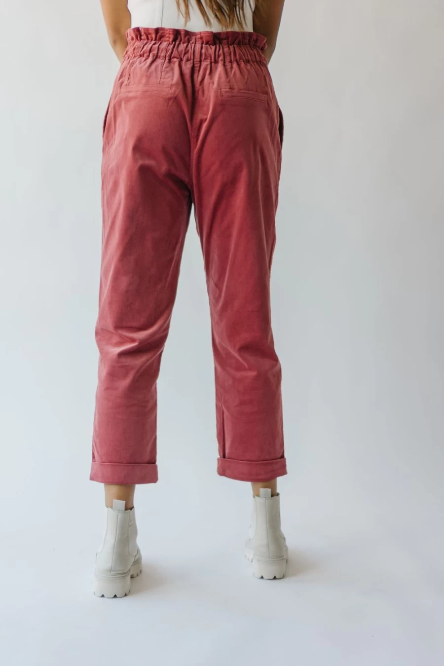 Piper & Scoot Women's Rust Colored Girard Waist Pleated Trousers