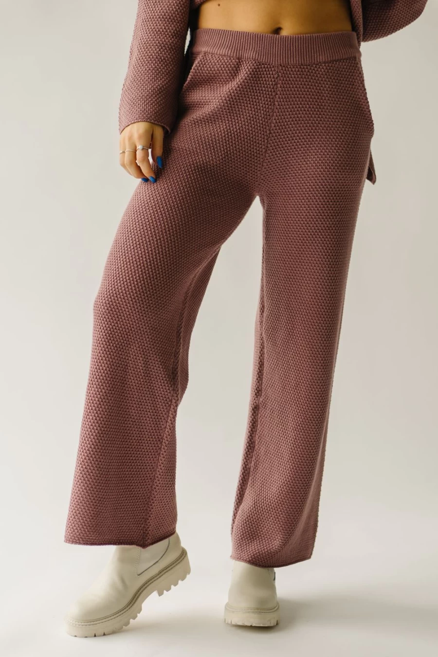 Piper & Scoot Women's Mauve Riker Wide Leg Sweater Pants