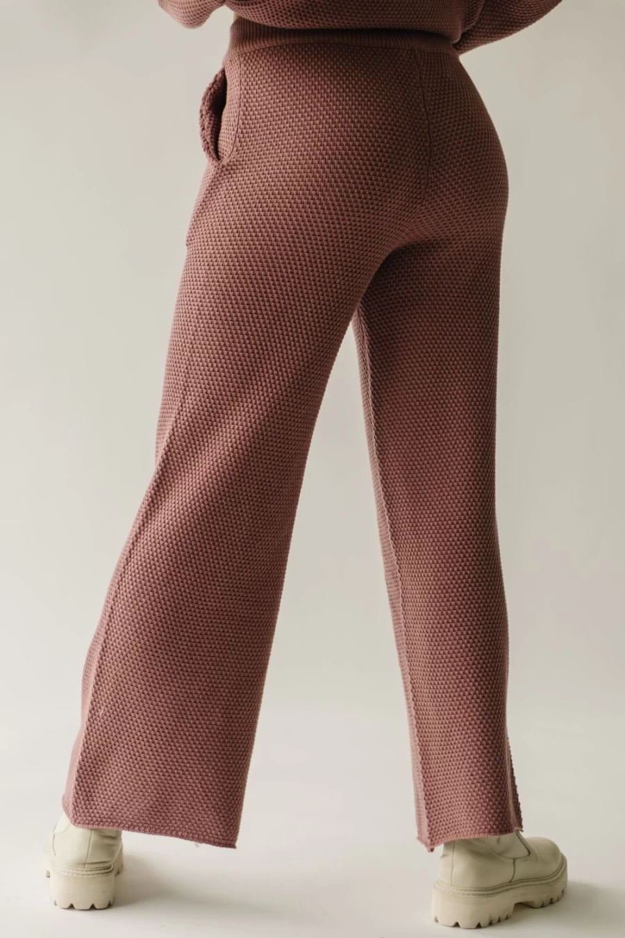 Piper & Scoot Women's Mauve Riker Wide Leg Sweater Pants