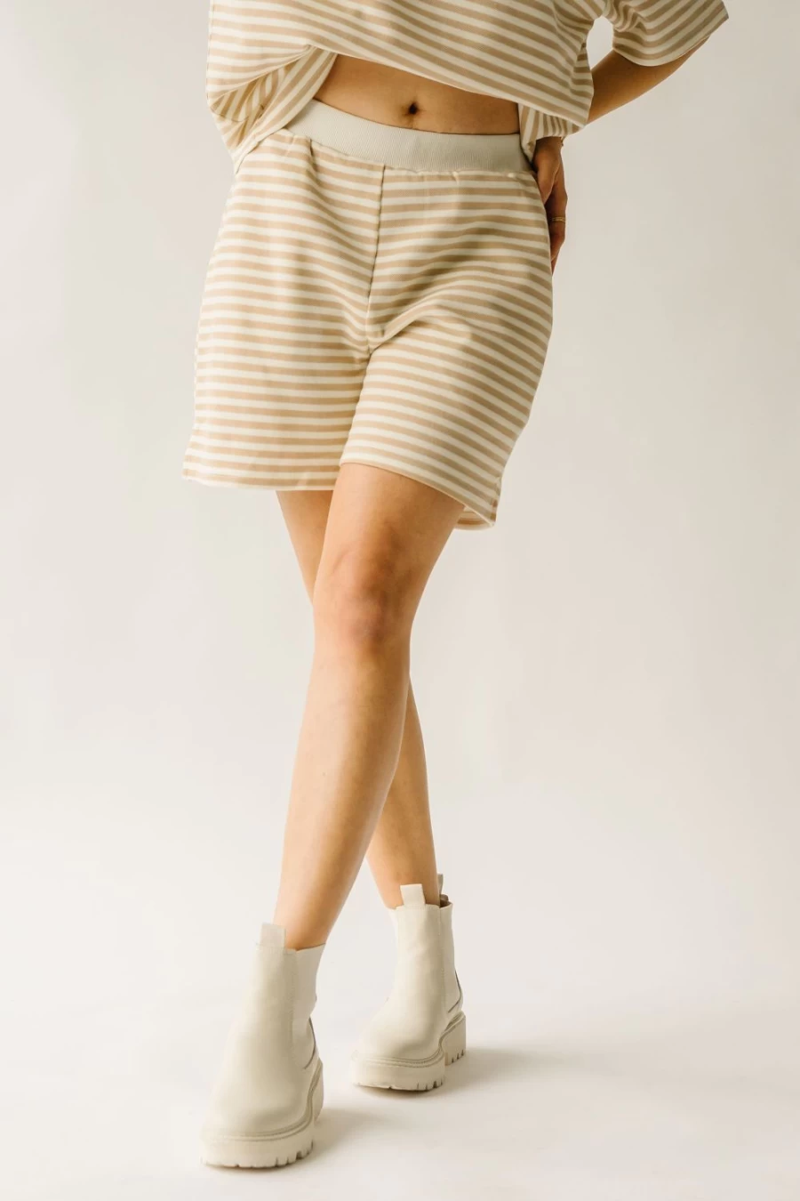 Piper & Scoot Women's Sand Striped Shorts - The Watson Style