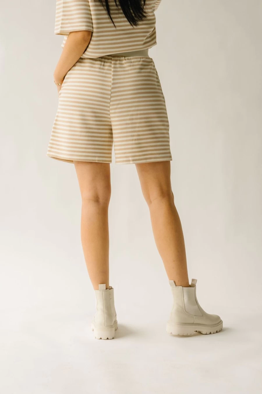 Piper & Scoot Women's Sand Striped Shorts - The Watson Style