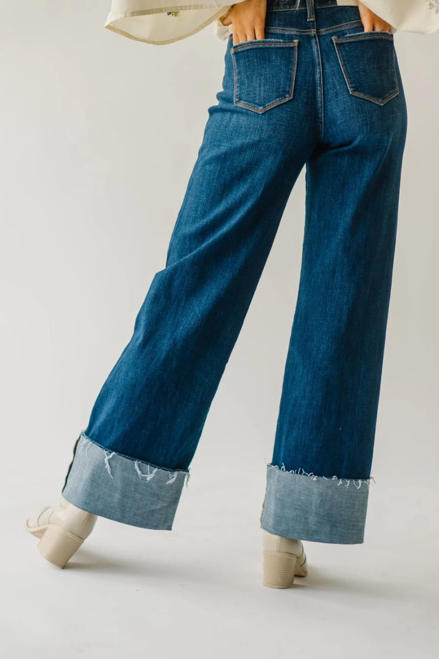 Piper & Scoot Women's Zena High Rise Wide Leg Jeans in Dark Blue