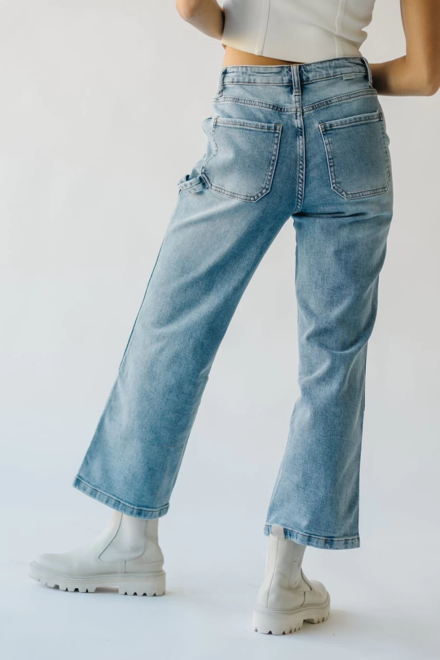 Piper & Scoot Women's Light Blue Straight Leg Carpenter Jeans - Loria Style